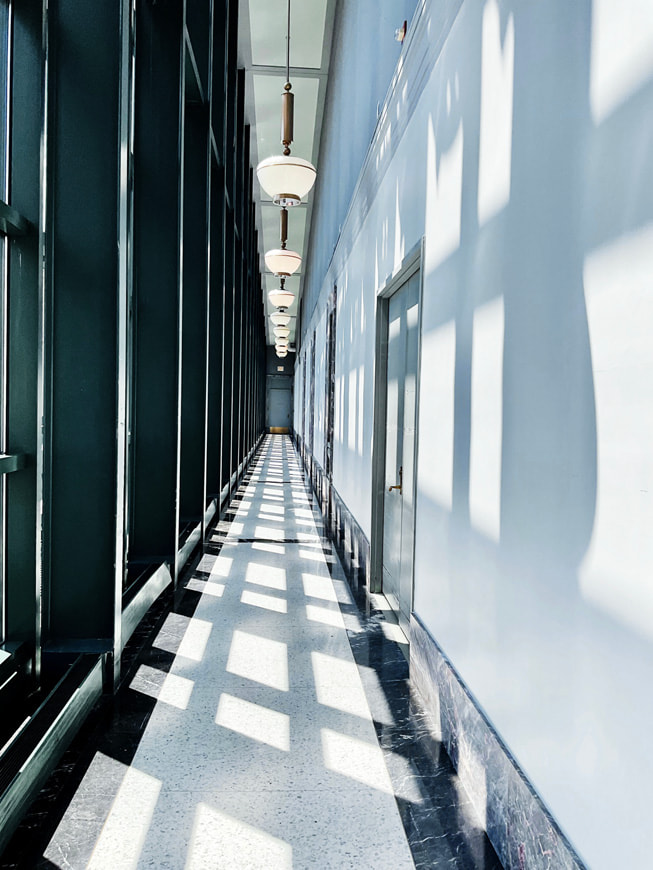 Alaula Sprecher’s photo shows an interior corridor inside Harold Washington Library.