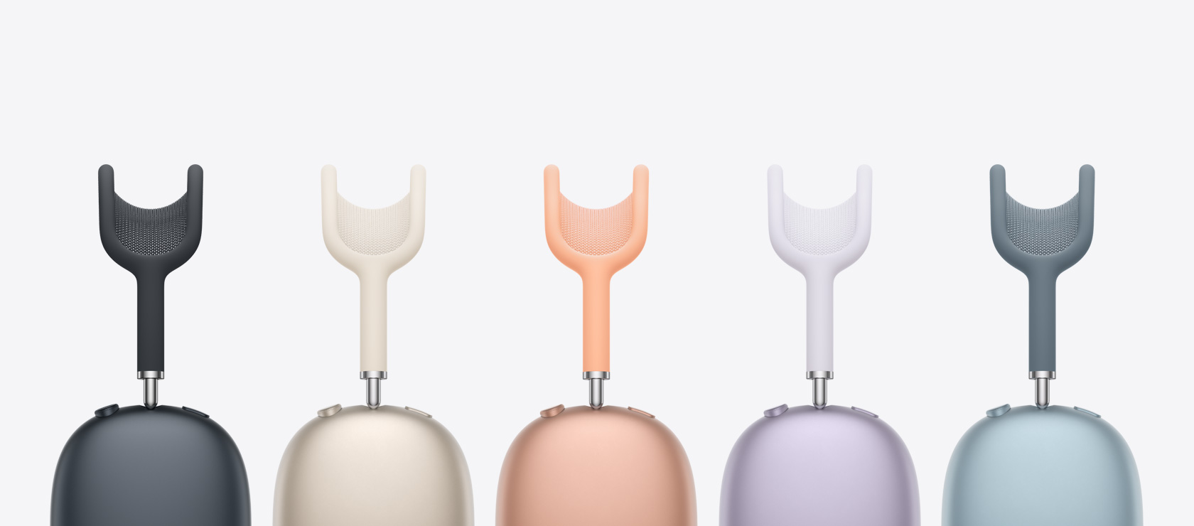Διάφορα ζευγάρια ακουστικών AirPods Max 2, πλαϊνή εξωτερική όψη, εμφανίζει τα πολλαπλά διαθέσιμα χρώματα