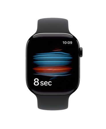 Apple Watch Series 11, алуминиев корпус, полиран смолисточерен цвят, приложение Здраве измерва нивото на кислород в кръвта, Sport Band, черен цвят