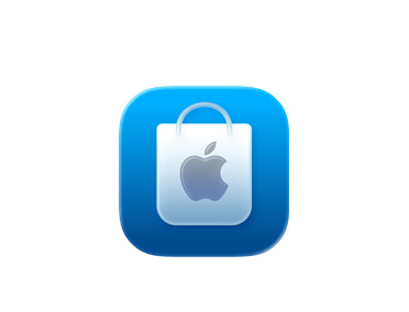 تطبيق Apple Store، أيقونة حقيبة التسوق، لون أزرق