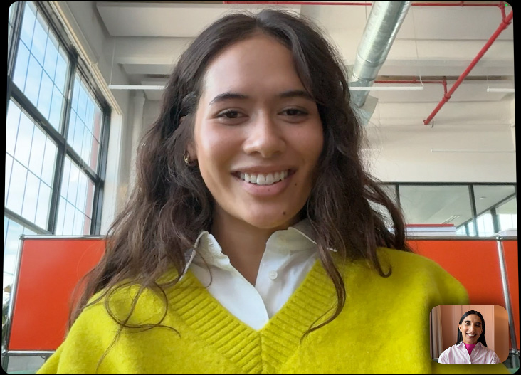 iPad Pro, front exterior, display showing a Zoom video call in full screen, highlighting the pro camera system