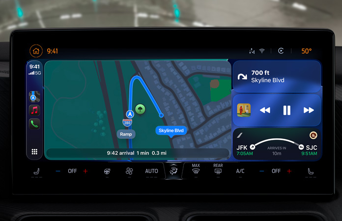 CarPlay in een voertuig met de nadruk op het nieuwe ontwerp